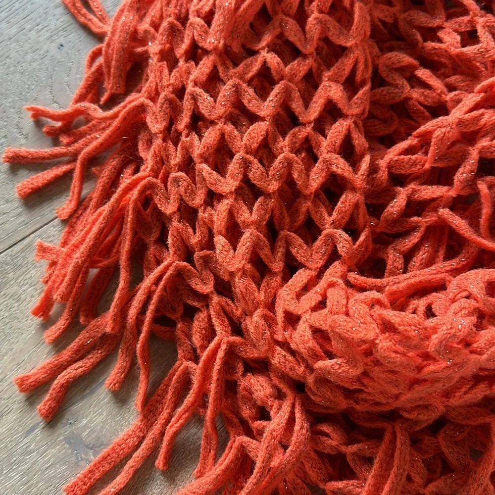 Steve Madden Orange Metallic Fringe Infinity Scarf
